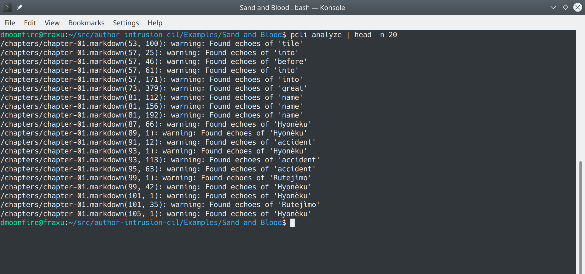 Author Intrusion v0.9.0 analyze example